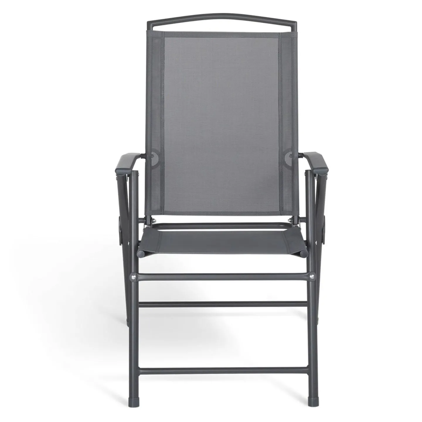 Lot de 4 chaises de jardin pliantes dossier inclinable avec accoudoirs gris anthracite*IDMarket Best