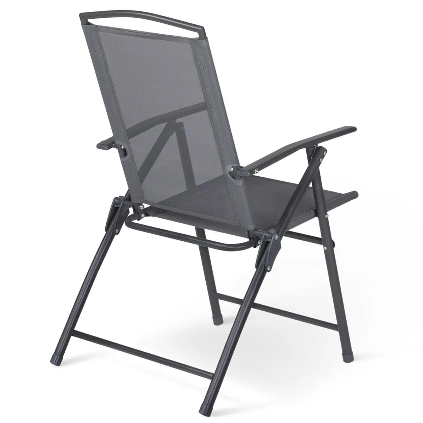 Lot de 4 chaises de jardin pliantes dossier inclinable avec accoudoirs gris anthracite*IDMarket Best