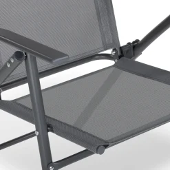 Lot de 4 chaises de jardin pliantes dossier inclinable avec accoudoirs gris anthracite*IDMarket Best