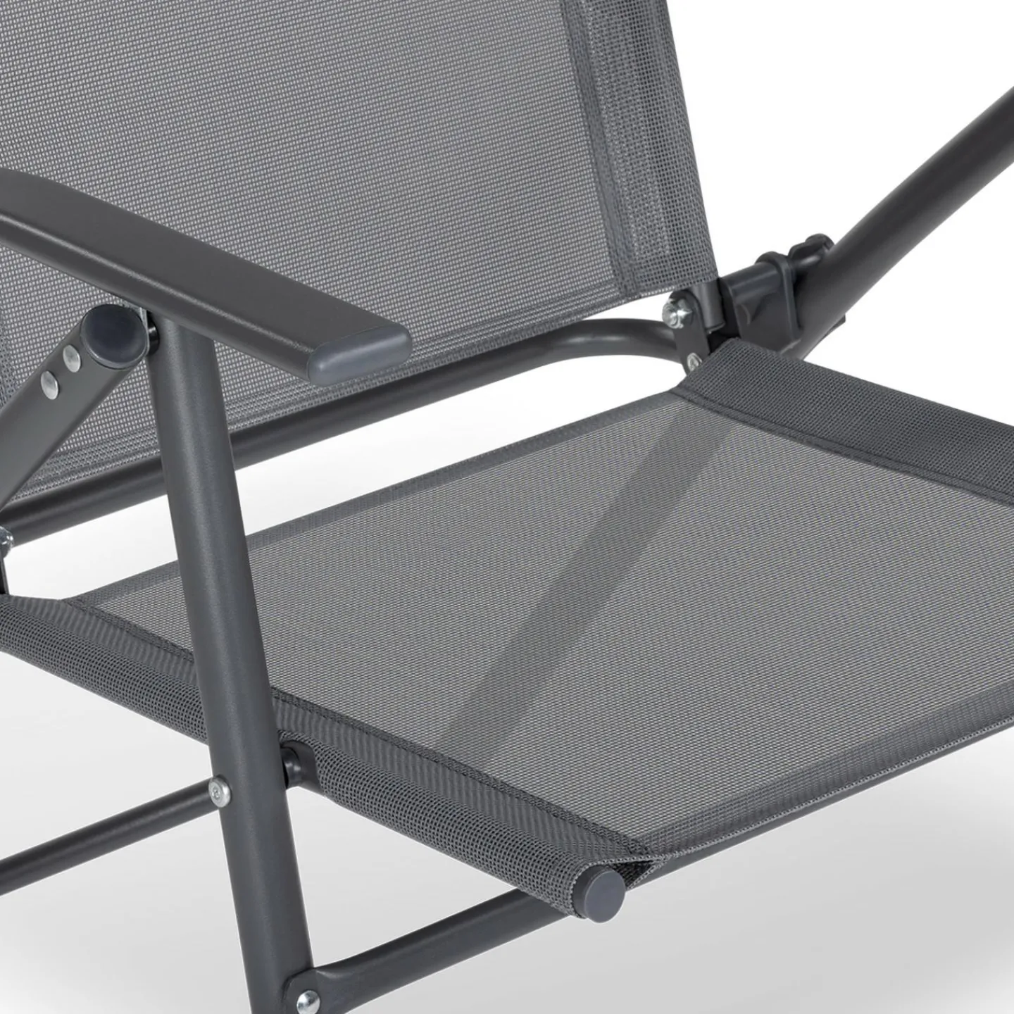 Lot de 4 chaises de jardin pliantes dossier inclinable avec accoudoirs gris anthracite*IDMarket Best