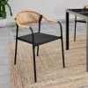 Lot de 4 chaises de jardin extérieures en métal, en cordage, en textilène et rotin clair*IDMarket Best