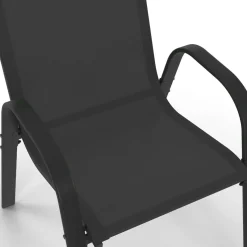 Lot de 6 chaises de jardin empilables en métal noir et textilène*IDMarket Hot