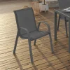 Lot de 6 chaises de jardin empilables en métal gris anthracite et textilène*IDMarket Sale