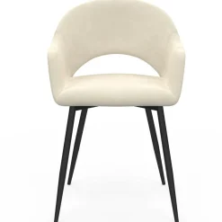Lot de 2 chaises de salle à manger, fauteuils de table CLARA en velours crème*IDMarket Online