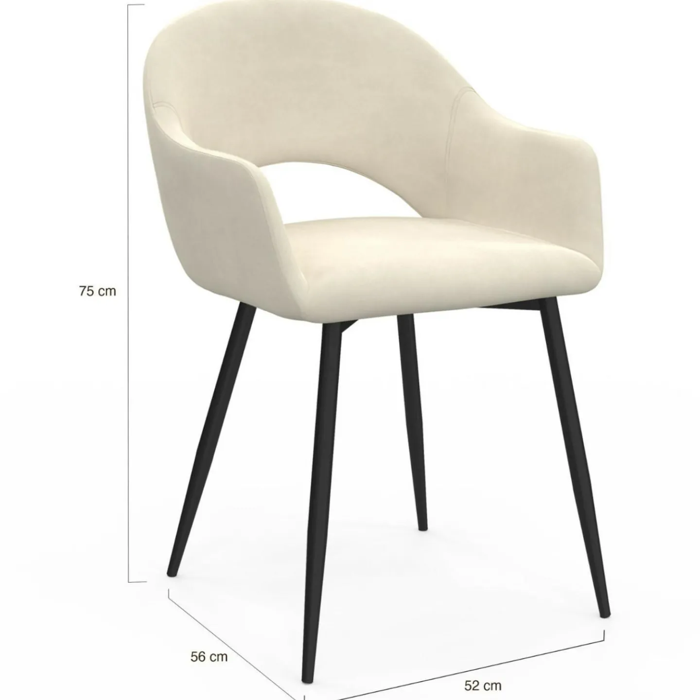 Lot de 2 chaises de salle à manger, fauteuils de table CLARA en velours crème*IDMarket Online
