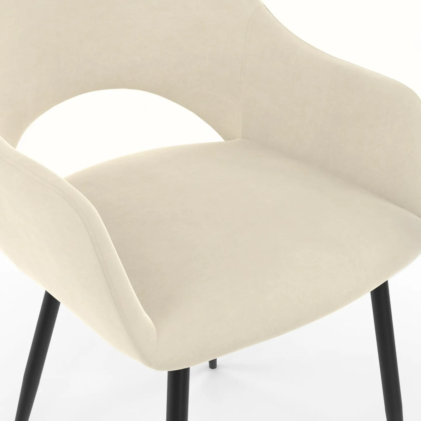 Lot de 2 chaises de salle à manger, fauteuils de table CLARA en velours crème*IDMarket Online