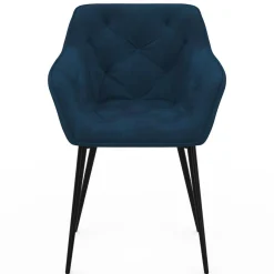 Lot de 2 chaises de salle à manger, fauteuils de table capitonnés LYA velours bleu canard*IDMarket Online