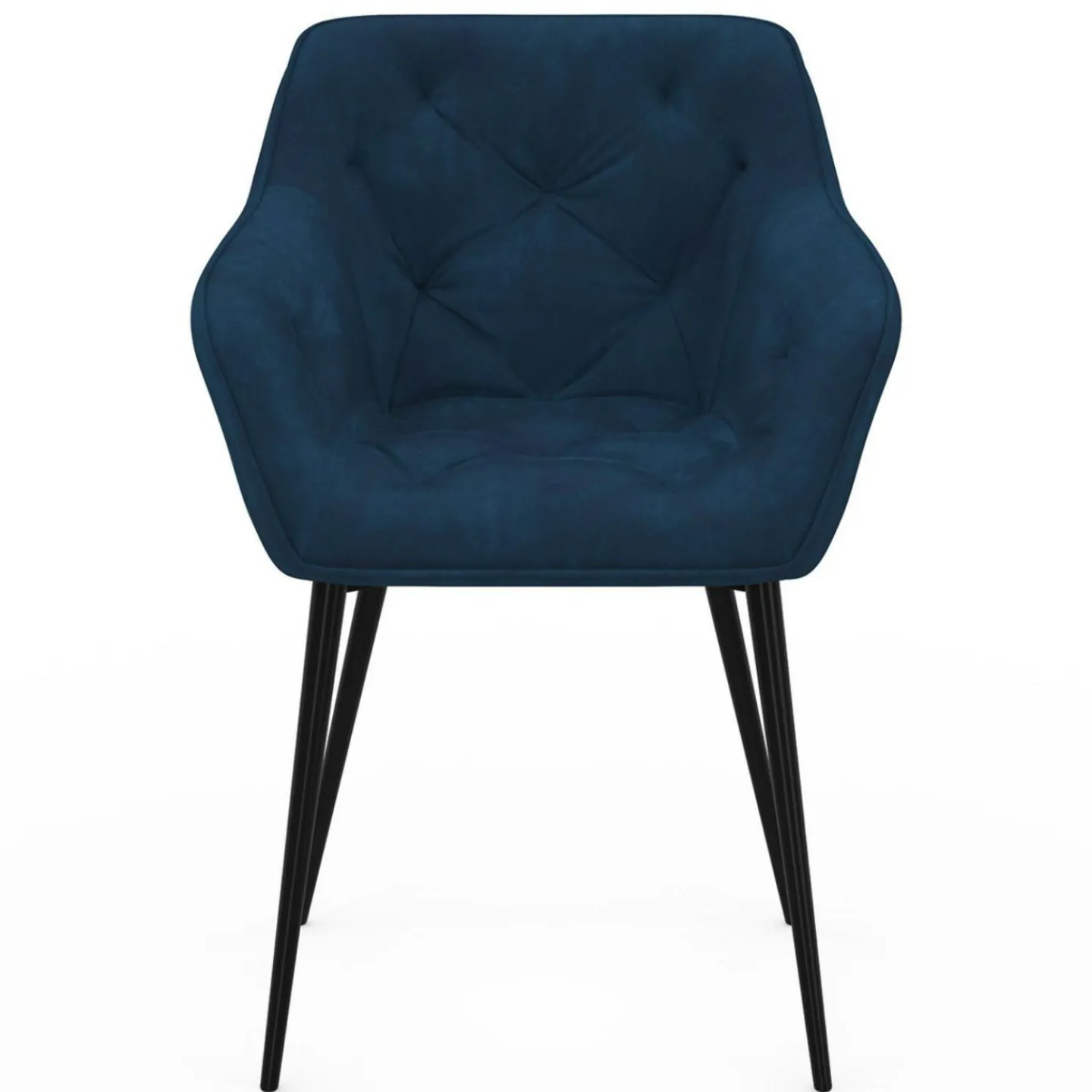 Lot de 2 chaises de salle à manger, fauteuils de table capitonnés LYA velours bleu canard*IDMarket Online