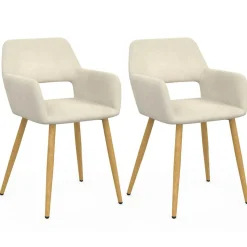 Lot de 2 chaises de salle à manger, fauteuils de table en velours beige*IDMarket New