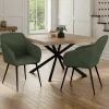 Lot de 2 chaises de salle à manger, fauteuils de table en velours côtelé vert kaki*IDMarket Outlet
