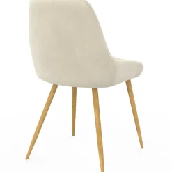 Lot de 4 chaises de salle à manger en velours beige avec demi-accoudoirs*IDMarket