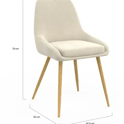 Lot de 4 chaises de salle à manger en velours beige avec demi-accoudoirs*IDMarket