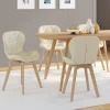 Lot de 4 chaises en tissu beige design pour salle à manger*IDMarket Online