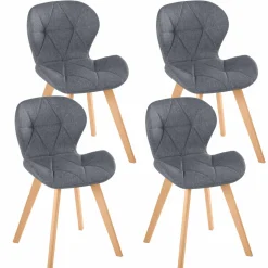 Lot de 4 chaises en tissu gris foncé design pour salle à manger*IDMarket Online