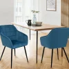 Lot de 2 chaises en velours bleu canard avec accoudoirs*IDMarket Best