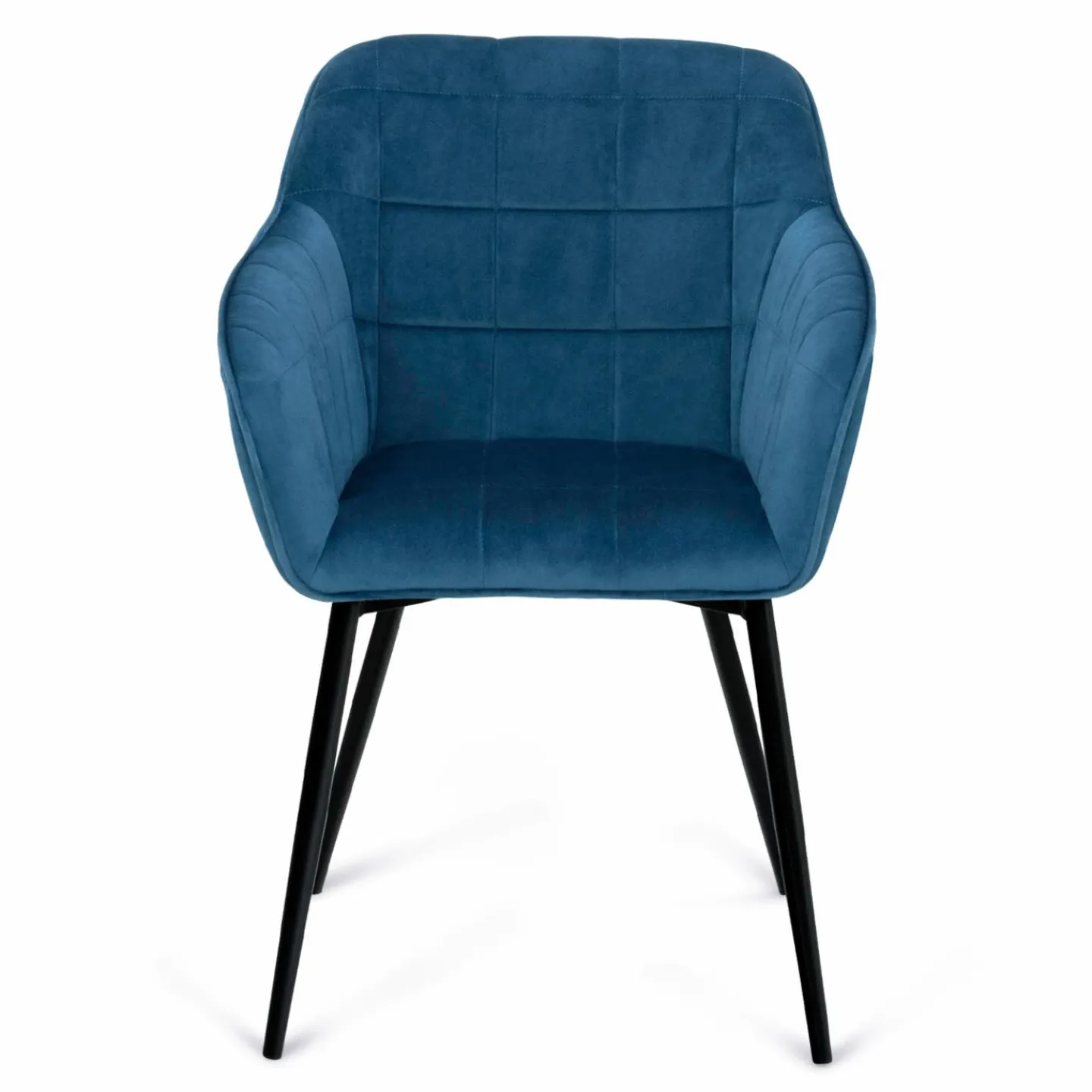 Lot de 2 chaises en velours bleu canard avec accoudoirs*IDMarket Best