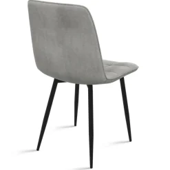 Lot de 6 chaises en velours couleur pastel bleu, rose et gris matelassées*IDMarket Discount