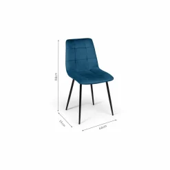 Lot de 4 chaises en velours bleu matelassé*IDMarket