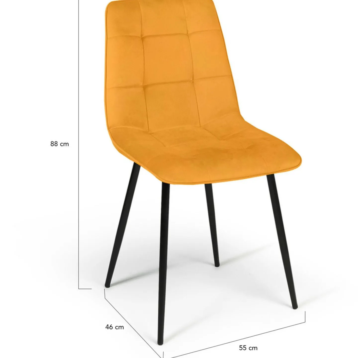 Lot de 6 chaises en velours mix color bleu x2, jaune ocre x2, rose x2*IDMarket Online