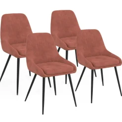 Lot de 4 chaises en velours terracotta avec accoudoirs*IDMarket Online