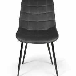 Lot de 4 chaises en velours gris matelassé*IDMarket Discount