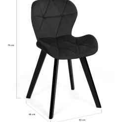 Lot de 4 chaises en velours noir pieds noirs*IDMarket Clearance