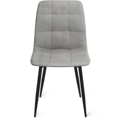 Lot de 4 chaises en velours bleu, jaune, gris clair et gris foncé matelassé*IDMarket Sale