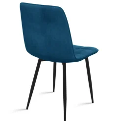 Lot de 4 chaises en velours bleu, jaune, gris clair et gris foncé matelassé*IDMarket Sale