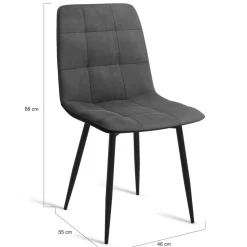 Lot de 4 chaises en velours bleu, jaune, gris clair et gris foncé matelassé*IDMarket Sale