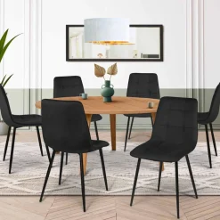 Lot de 6 chaises en velours noir*IDMarket Discount