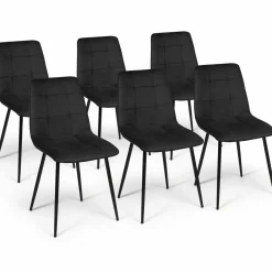 Lot de 6 chaises en velours noir*IDMarket Discount
