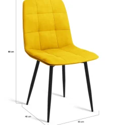 Lot de 6 chaises en velours mix vert, jaune et gris matelassées*IDMarket