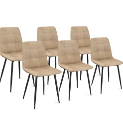 Lot de 6 chaises en velours taupe pour salle à manger*IDMarket Online