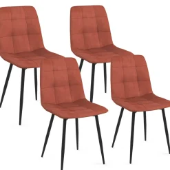 Lot de 4 chaises en velours terracotta pour salle à manger*IDMarket Outlet