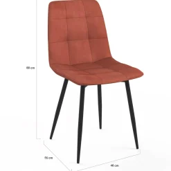 Lot de 4 chaises en velours terracotta pour salle à manger*IDMarket Outlet