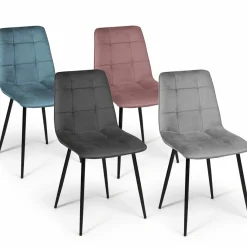 Lot de 4 chaises en velours plusieurs couleurs*IDMarket Best