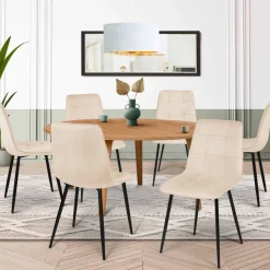 Lot de 6 chaises en velours beige*IDMarket Outlet