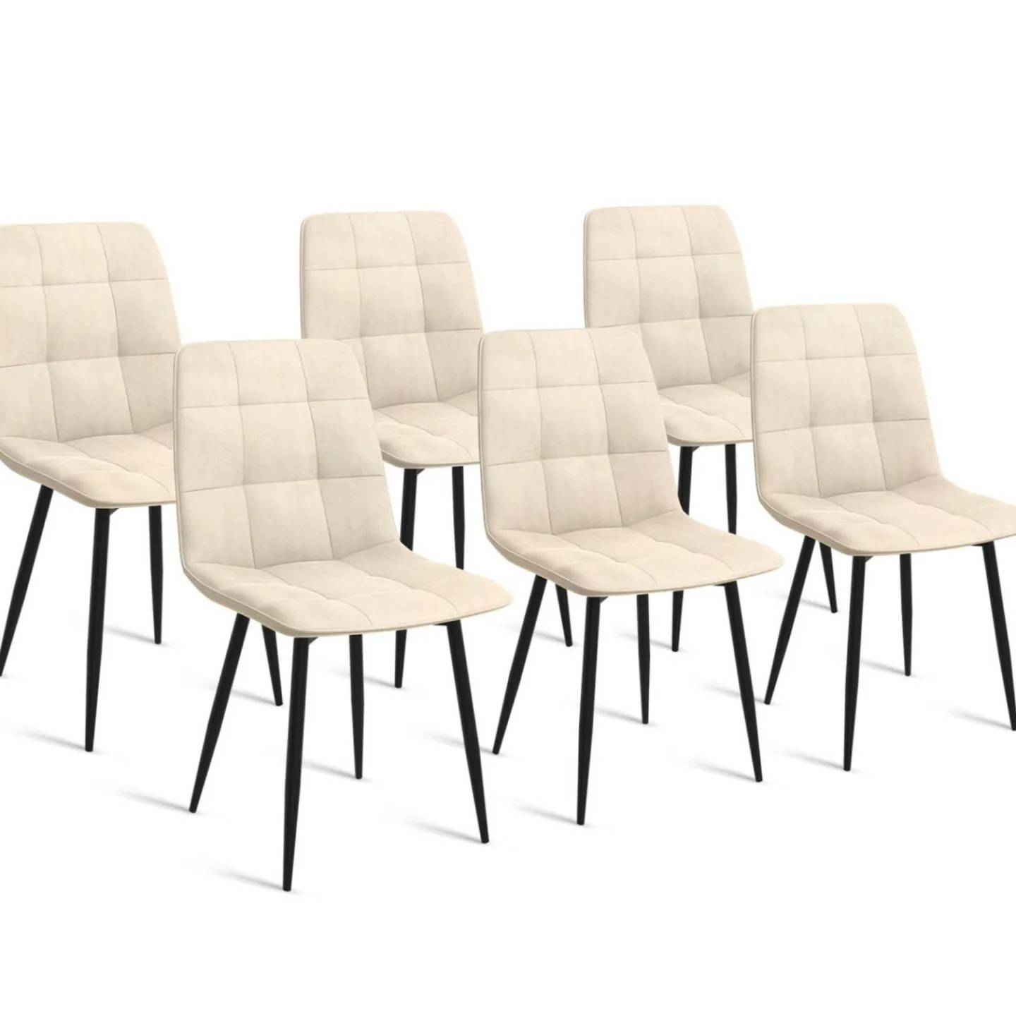 Lot de 6 chaises en velours beige*IDMarket Outlet