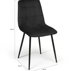Lot de 4 chaises en velours noir pour salle à manger*IDMarket Hot