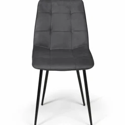 Lot de 4 chaises en velours gris foncé*IDMarket Outlet