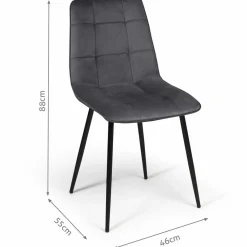 Lot de 4 chaises en velours gris foncé*IDMarket Outlet