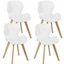 Lot de 4 chaises matelassées blanches*IDMarket Clearance