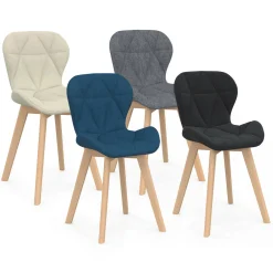Lot de 4 chaises matelassées en tissus mix color bleu, gris, beige et noir*IDMarket Hot