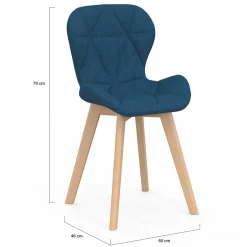Lot de 4 chaises matelassées en tissus mix color bleu, gris, beige et noir*IDMarket Hot