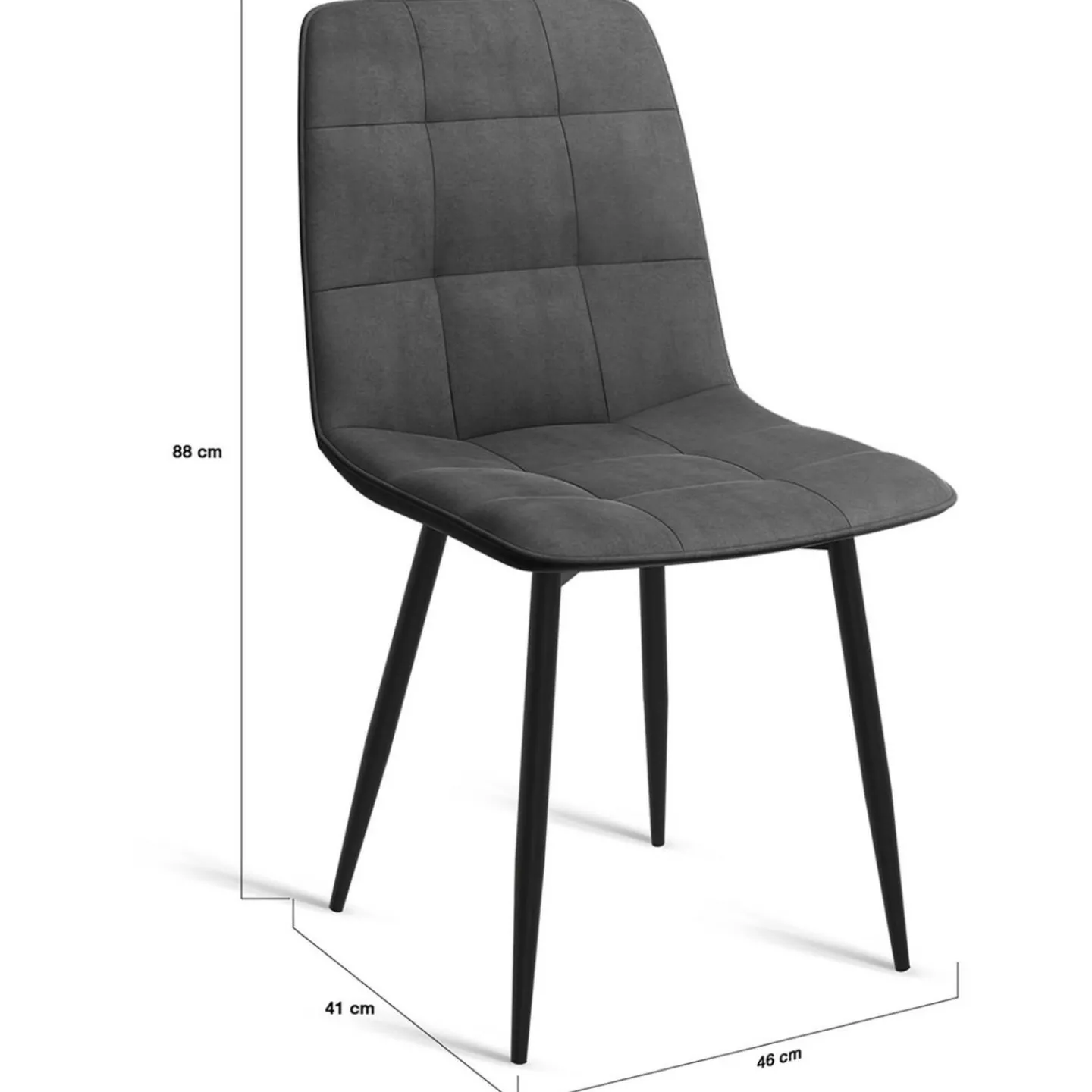 Lot de 8 chaises modernes en velours mix color bleu x2, gris foncé x2, gris clair x2, jaune x2 pieds métal noir*IDMarket Clearance