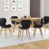 Lot de 6 chaises modernes en PU noir pieds en bois pour salle à manger*IDMarket Online