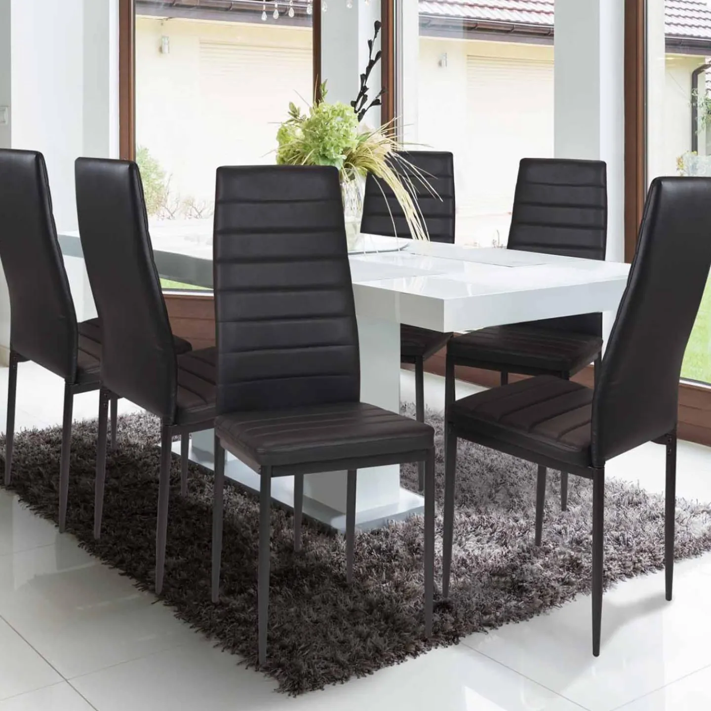 Lot de 6 chaises noires*IDMarket Outlet