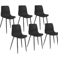 Lot de 6 chaises noires avec pieds en métal*IDMarket