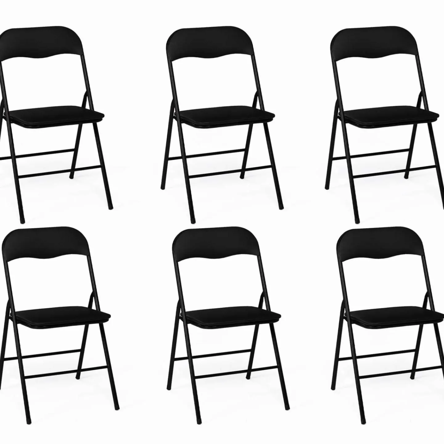 Lot de 6 chaises noires pliables d’intérieur*IDMarket Clearance