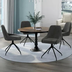 Lot de 4 chaises pivotantes en velours gris foncé avec accoudoirs*IDMarket Online